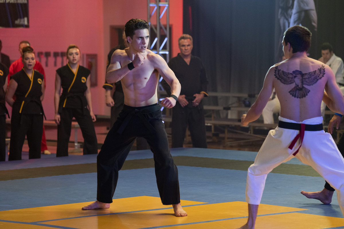 'Cobra Kai' cast members Tanner Buchanan and Jacob Bertrand fight at the All-Valley Karate Tournaments