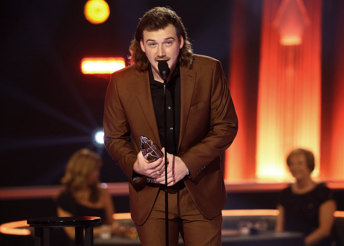 Country singer Morgan Wallen accepts an award onstage at the 2020 CMA Awards