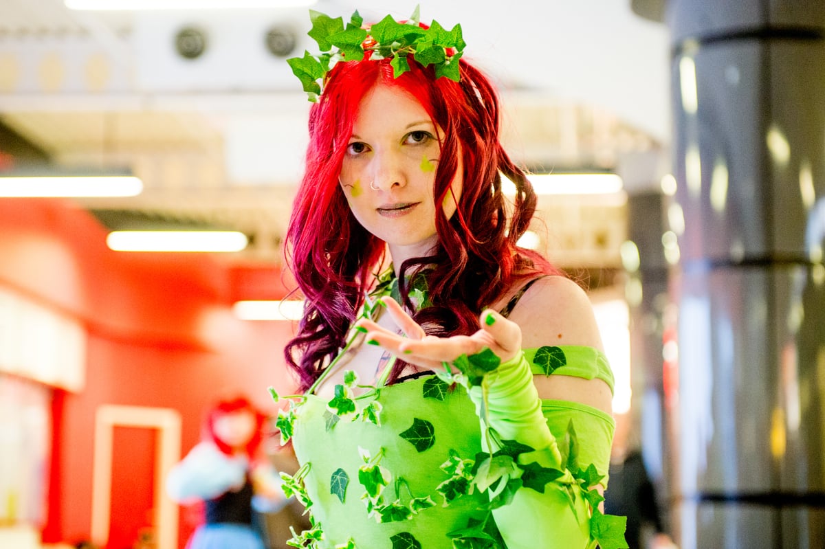 A cosplayer as Poison Ivy, who was inspired by Nathaniel Hawthorne