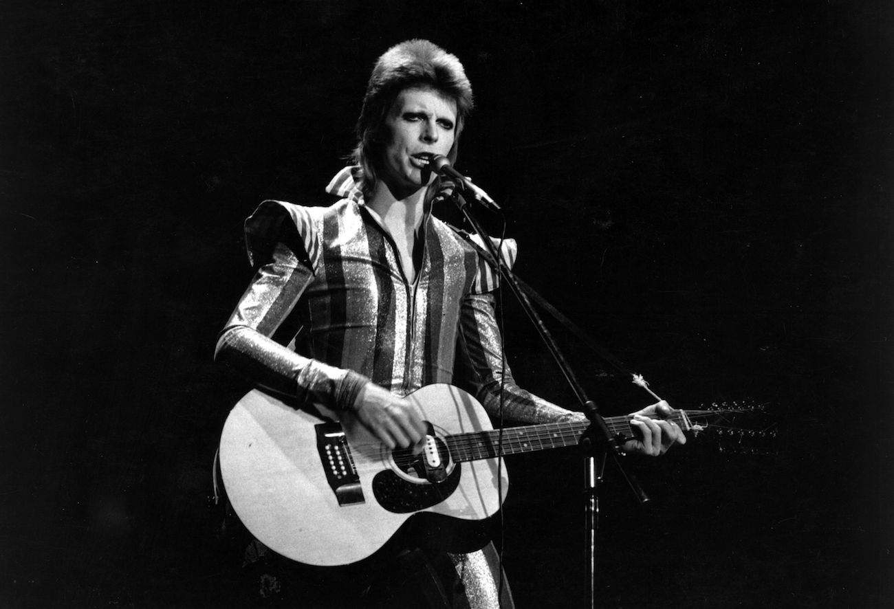 David Bowie performing at the Hammersmith Odeon in London, 1973.