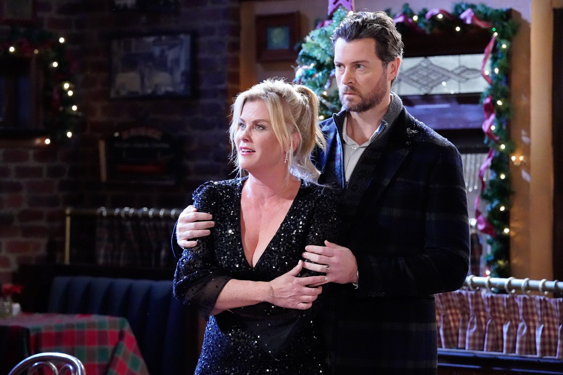 Days of Our Lives sneak peek focuses on Sami and EJ, both pictured here in black outfits
