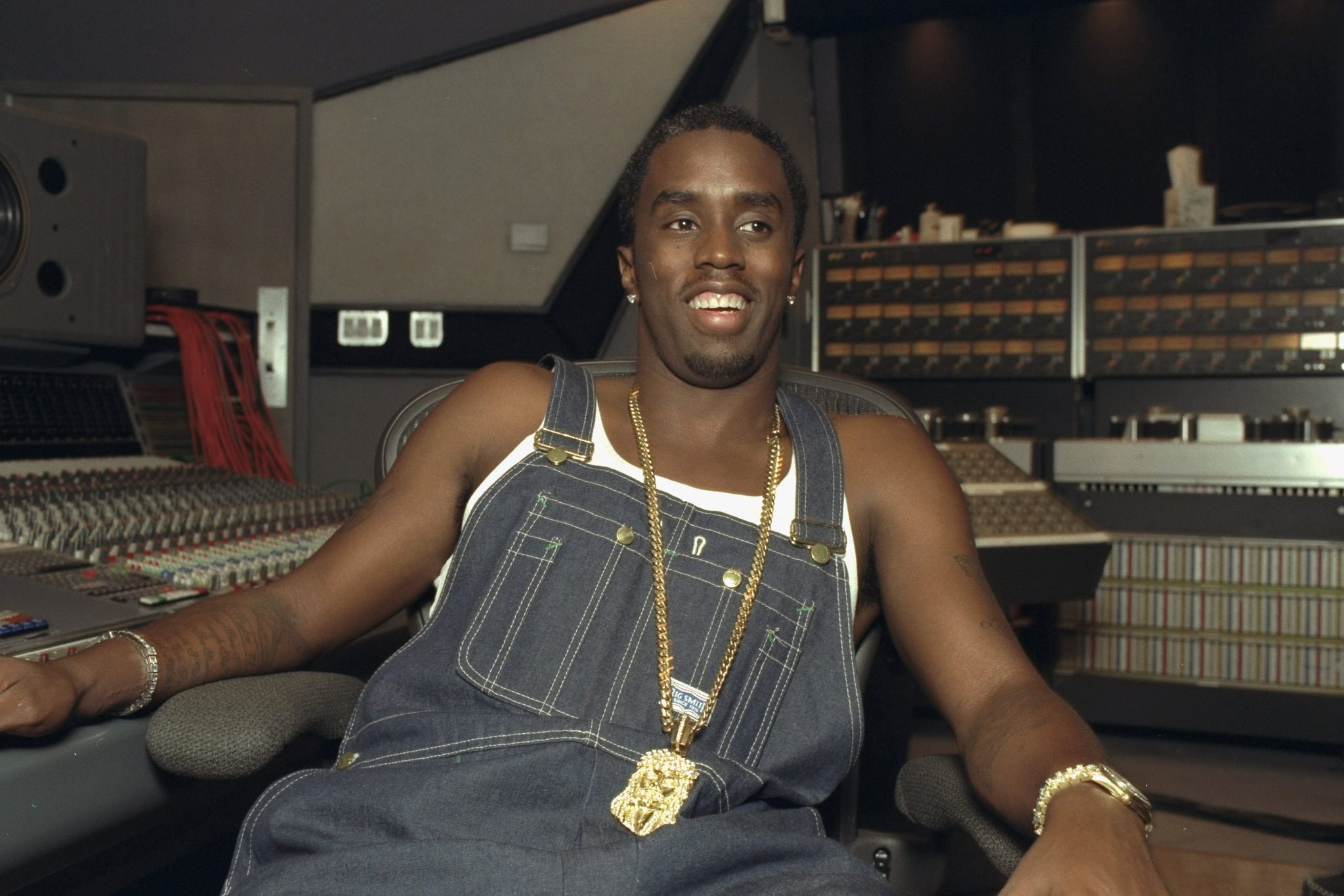Diddy sitting in a recording studio