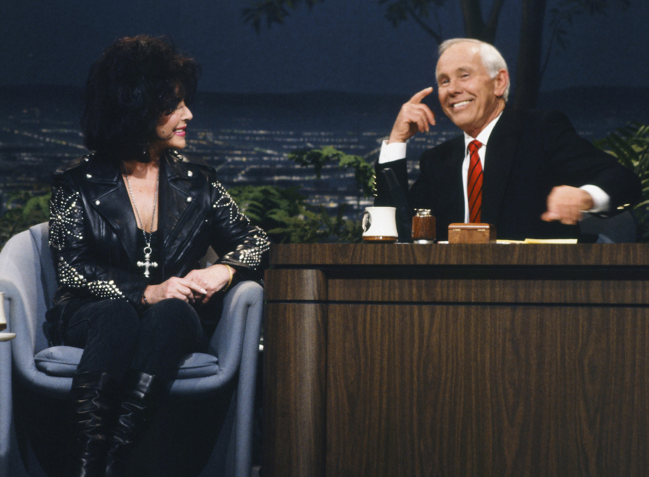 Actor Elizabeth Taylor, and host Johnny Carson on 'The Tonight Show' February 21, 1992