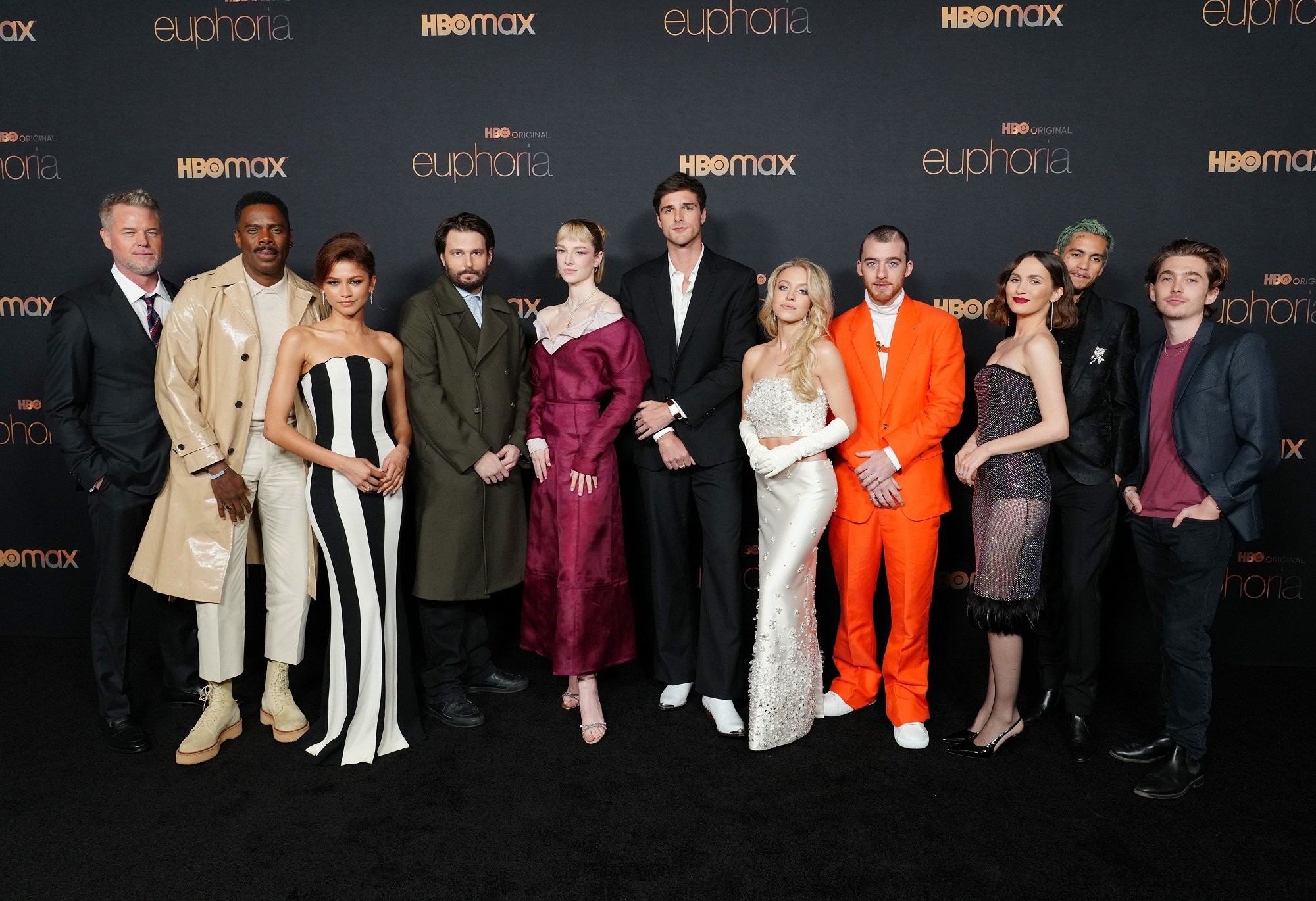 Eric Dane, Colman Domingo, Zendaya, Sam Levinson, Hunter Schafer, Jacob Elordi, Sydney Sweeney, Angus Cloud, Maude Apatow, Dominic Fike and Austin Abrams at the season 2 premiere for 'Euphoria'