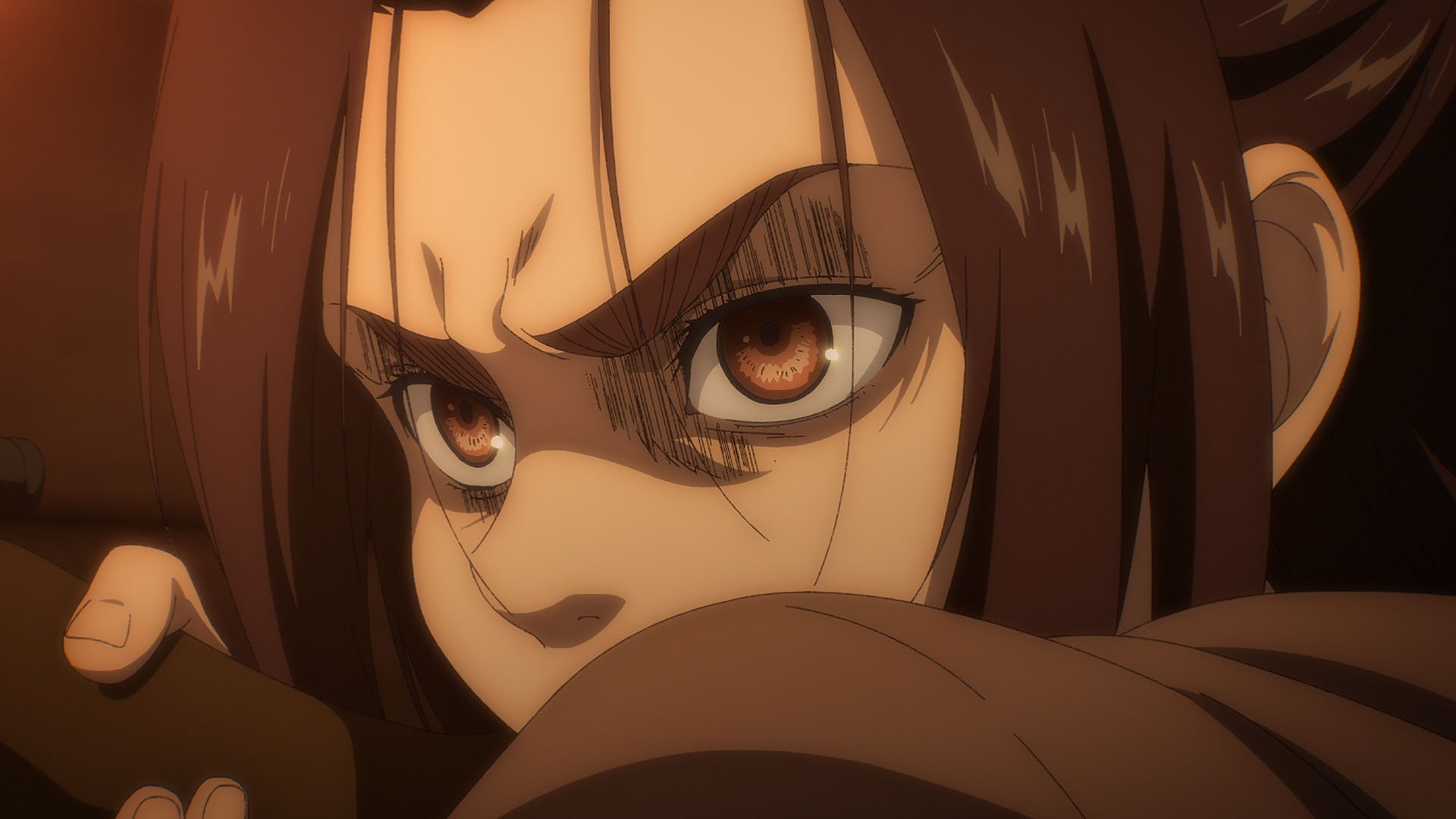 Gabi holding a pistol in 'Attack on Titan' Season 4 Part 1.