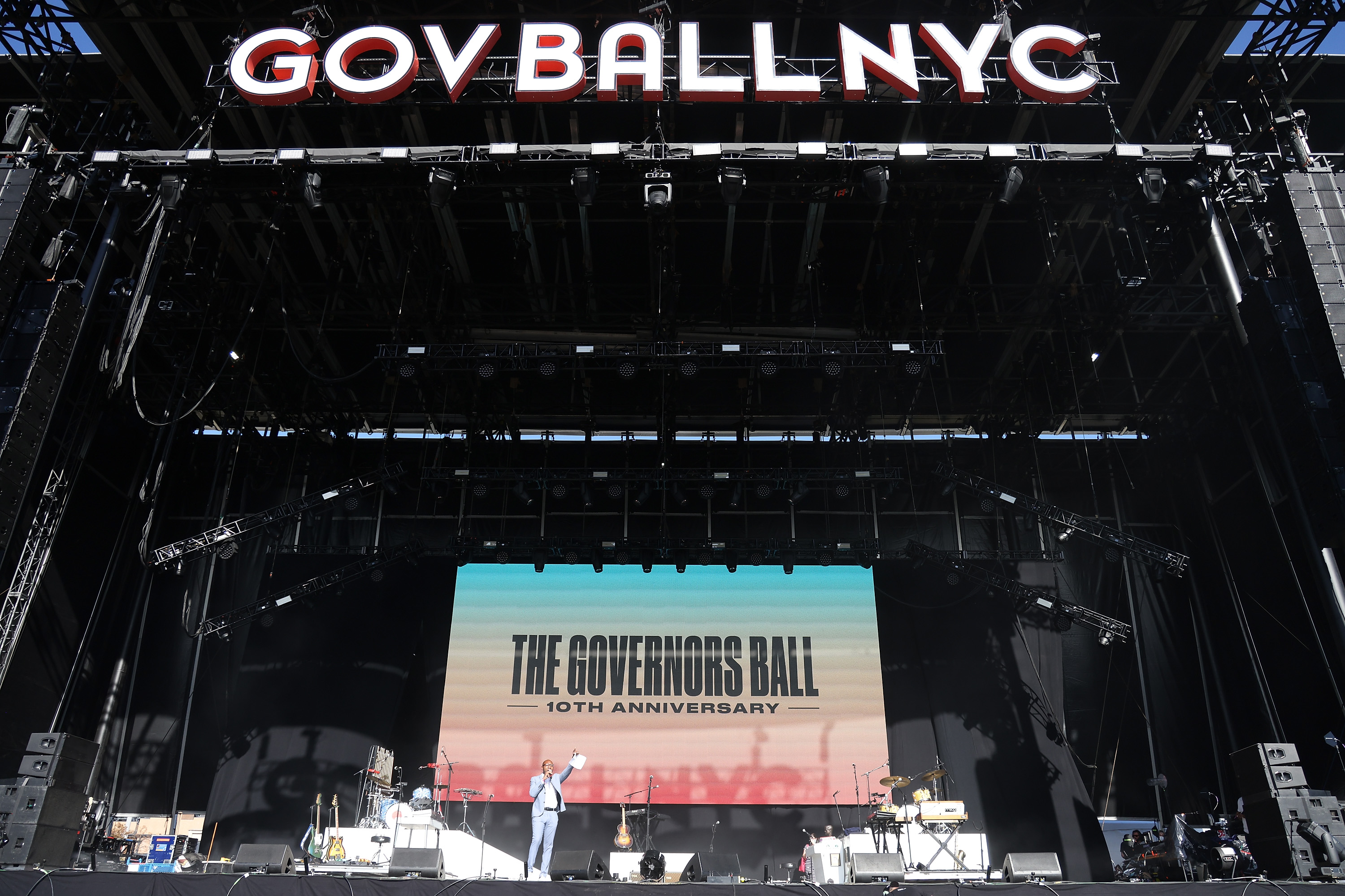 Queens Borough President Donovan Richards speaks on stage during the 2021 Governors Ball Music Festival