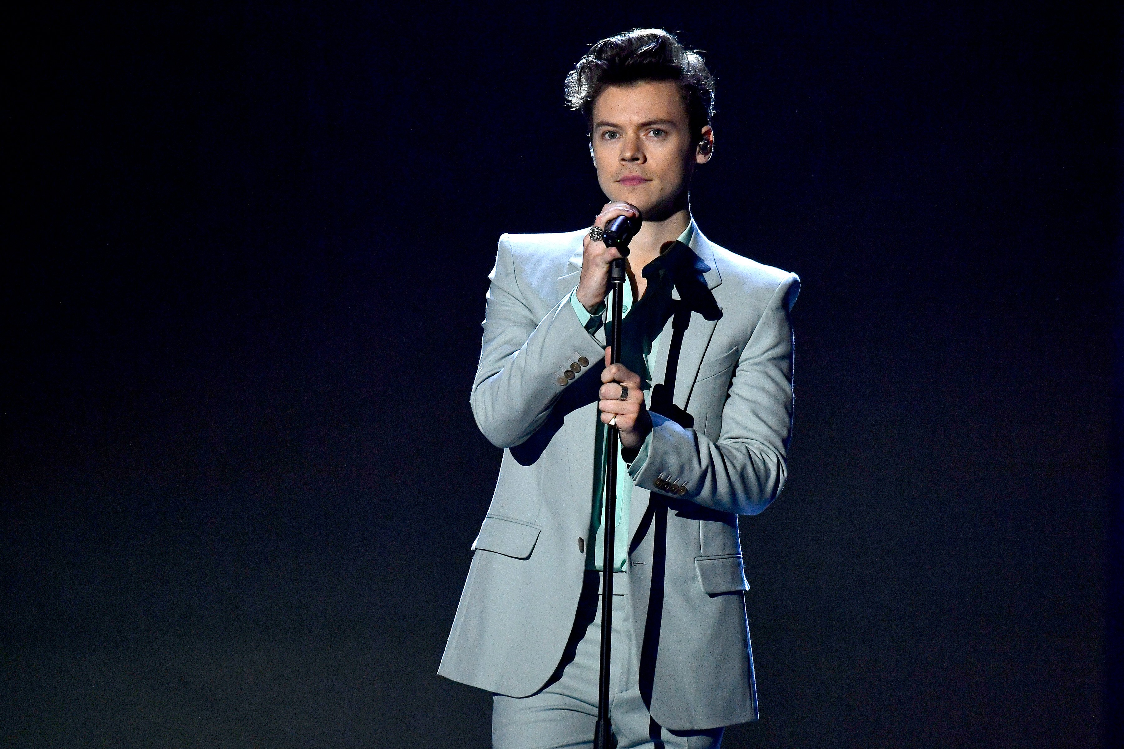 Singer Harry Styles performs on the runway during the 2017 Victoria's Secret Fashion Show