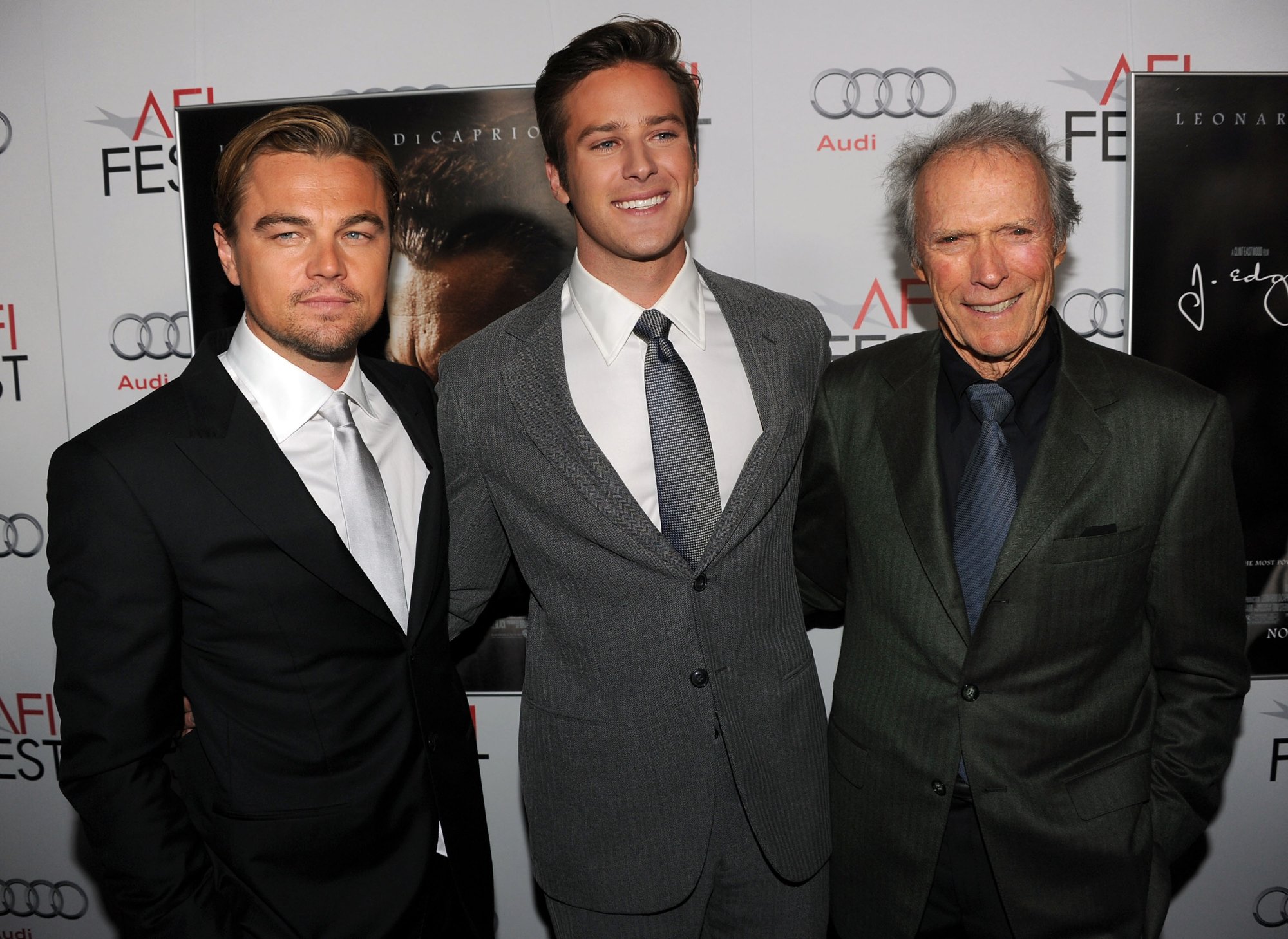 'J. Edgar' Leonardo DiCaprio, Armie Hammer, and Clint Eastwood on the red carpet