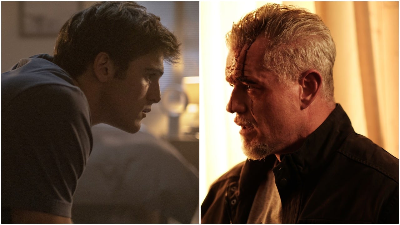 Jacob Elordi as Nate Jacobs; Eric Dane as Cal Jacobs in 'Euphoria'