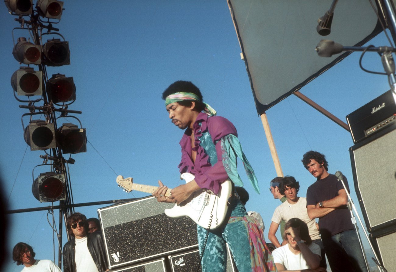 Jimi Hendrix performing at the Newport Pop Festival in California, 1969.