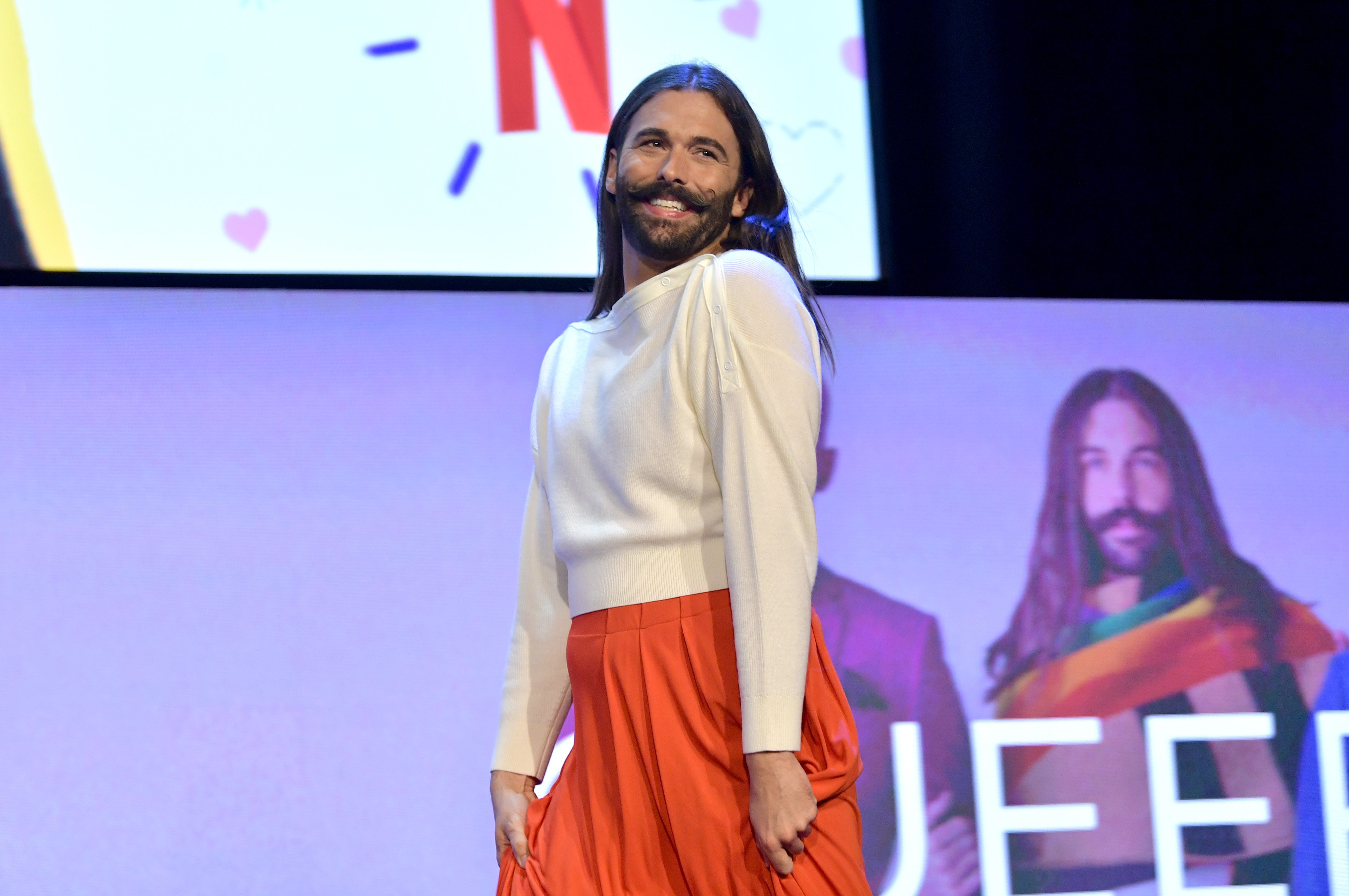 Jonathan Van Ness speaks on stage during the Netflix FYSEE 'Queer Eye' panel and reception
