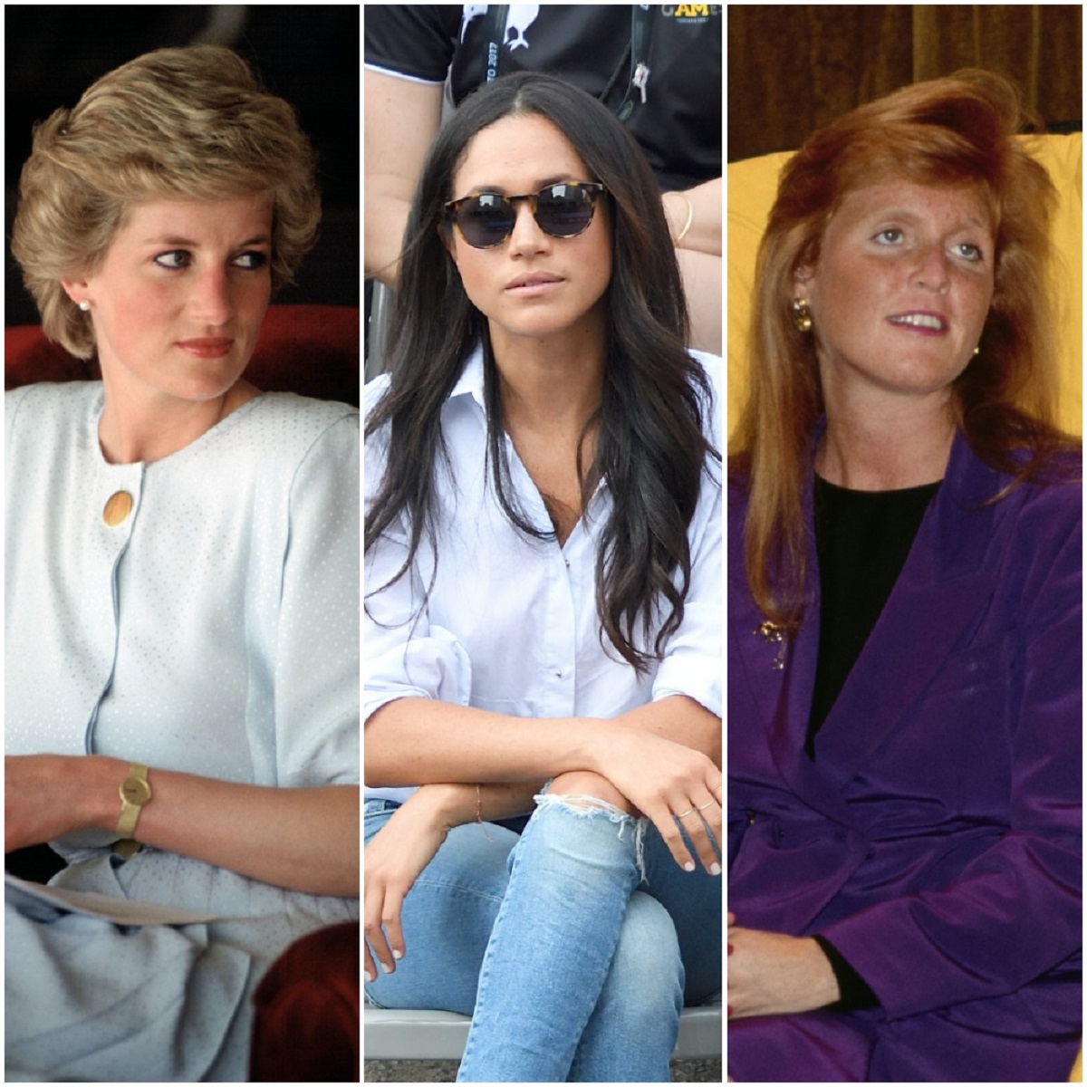 (L to R): Princess Diana, Meghan Markle, Sarah Ferguson