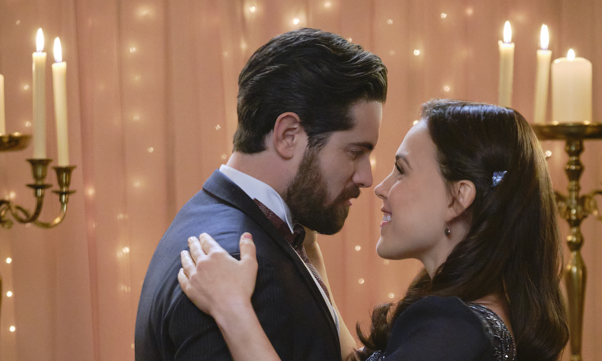 Chris McNally as Lucas and Erin Krakow as Elizabeth dancing in the 'When Calls the Heart' Season 8 finale 