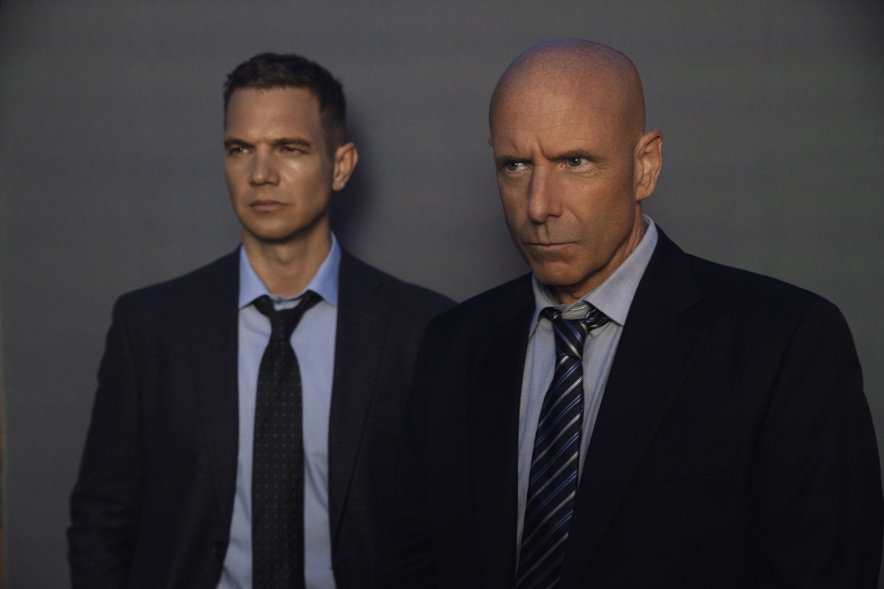 'Mayor of Kingstown' cast members Taylor Handley and Hugh Dillon portraying Kyle McLusky and Ian