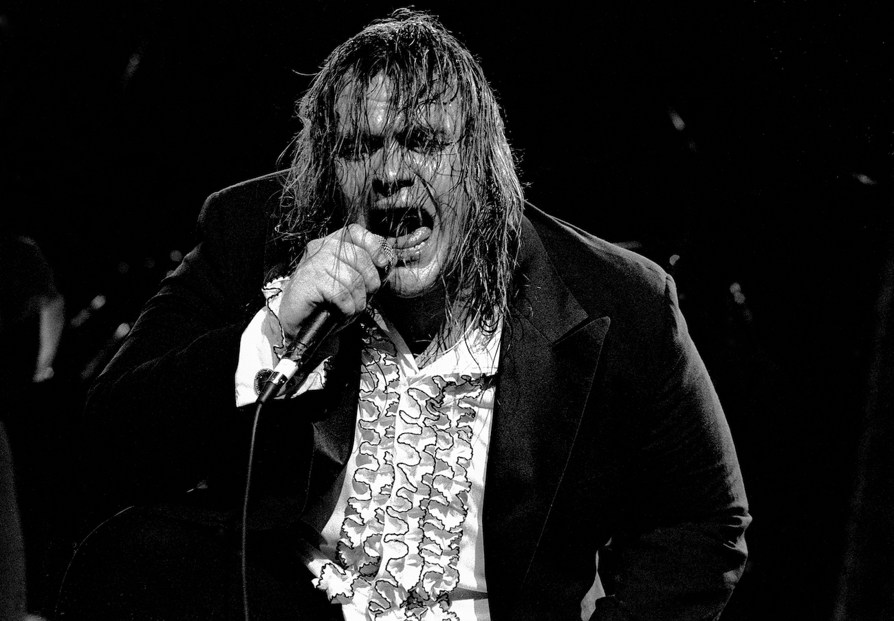 Meat Loaf wearing a tuxedo while performing on stage in Atlanta, Georgia, 1978.