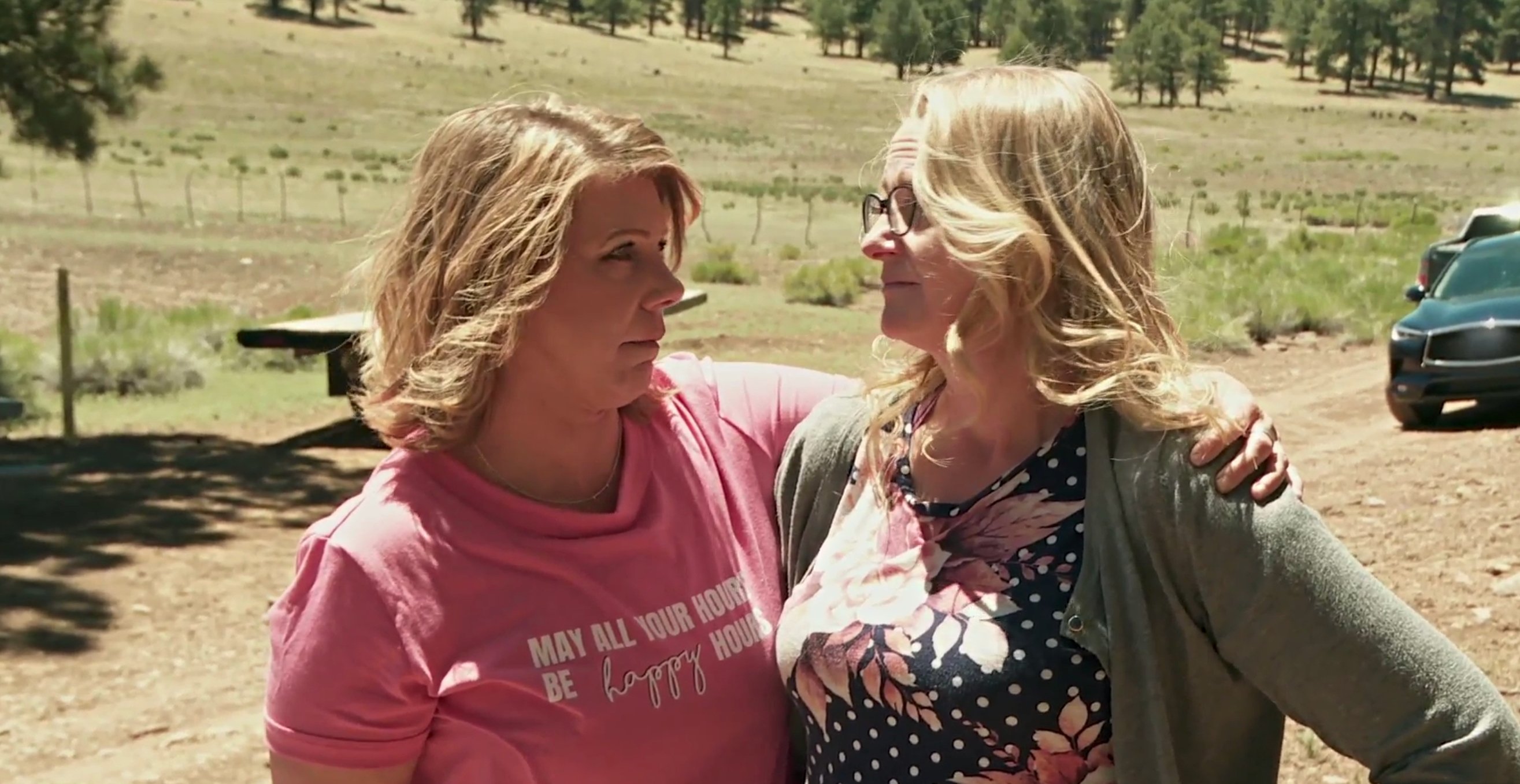 Meri Brown and Christine Brown hugging on Coyote Pass on 'Sister Wives' | TLC