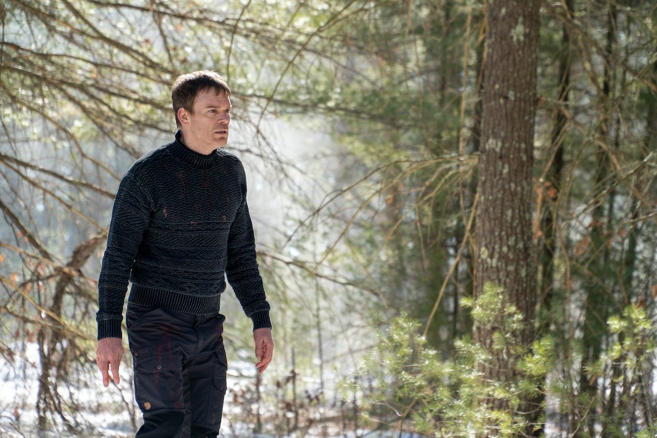 Michael C. Hall as Dexter in the woods from a scene in the 'Dexter: New Blood' finale