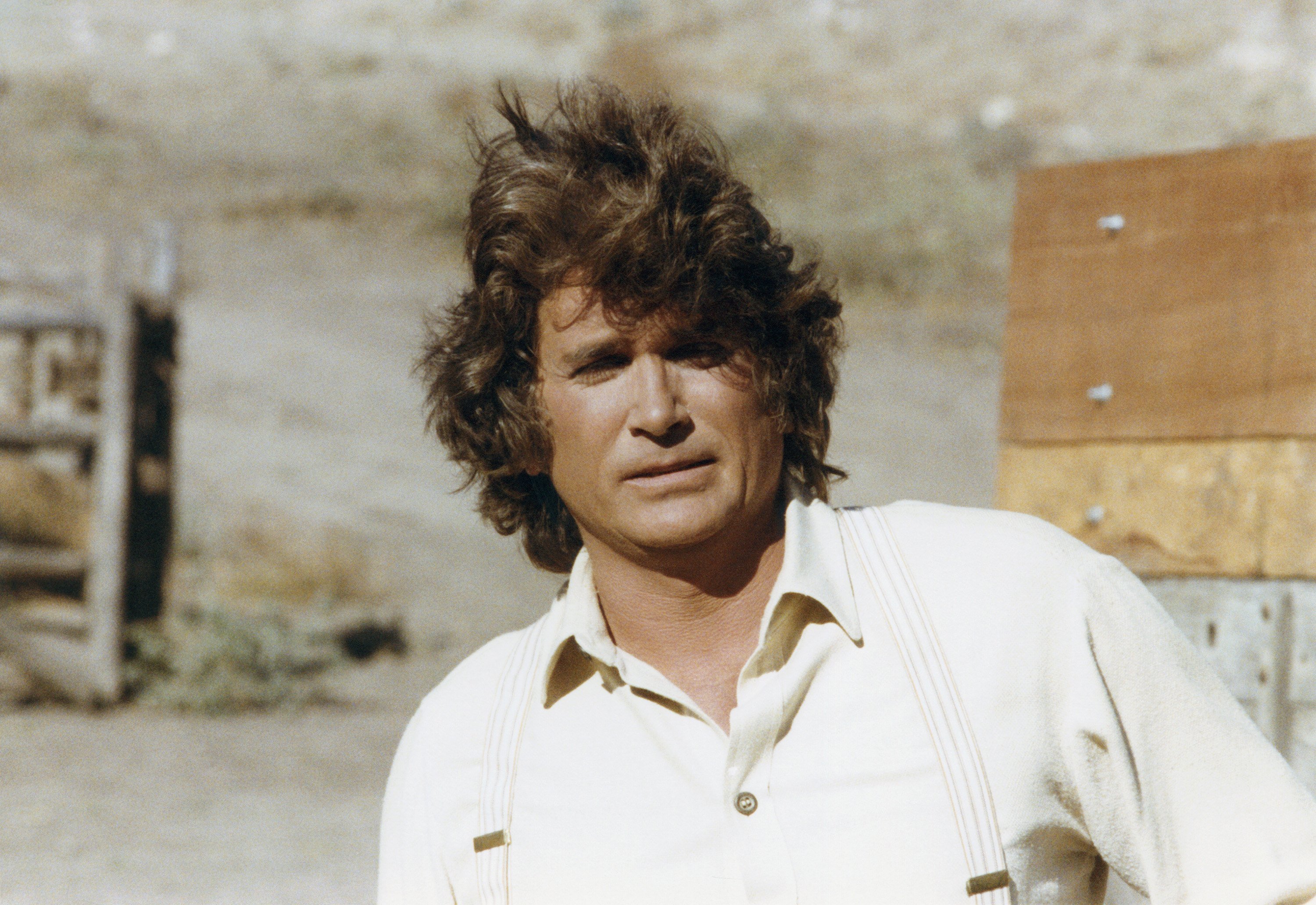 Michael Landon on the set of 'Little House on the Prairie'