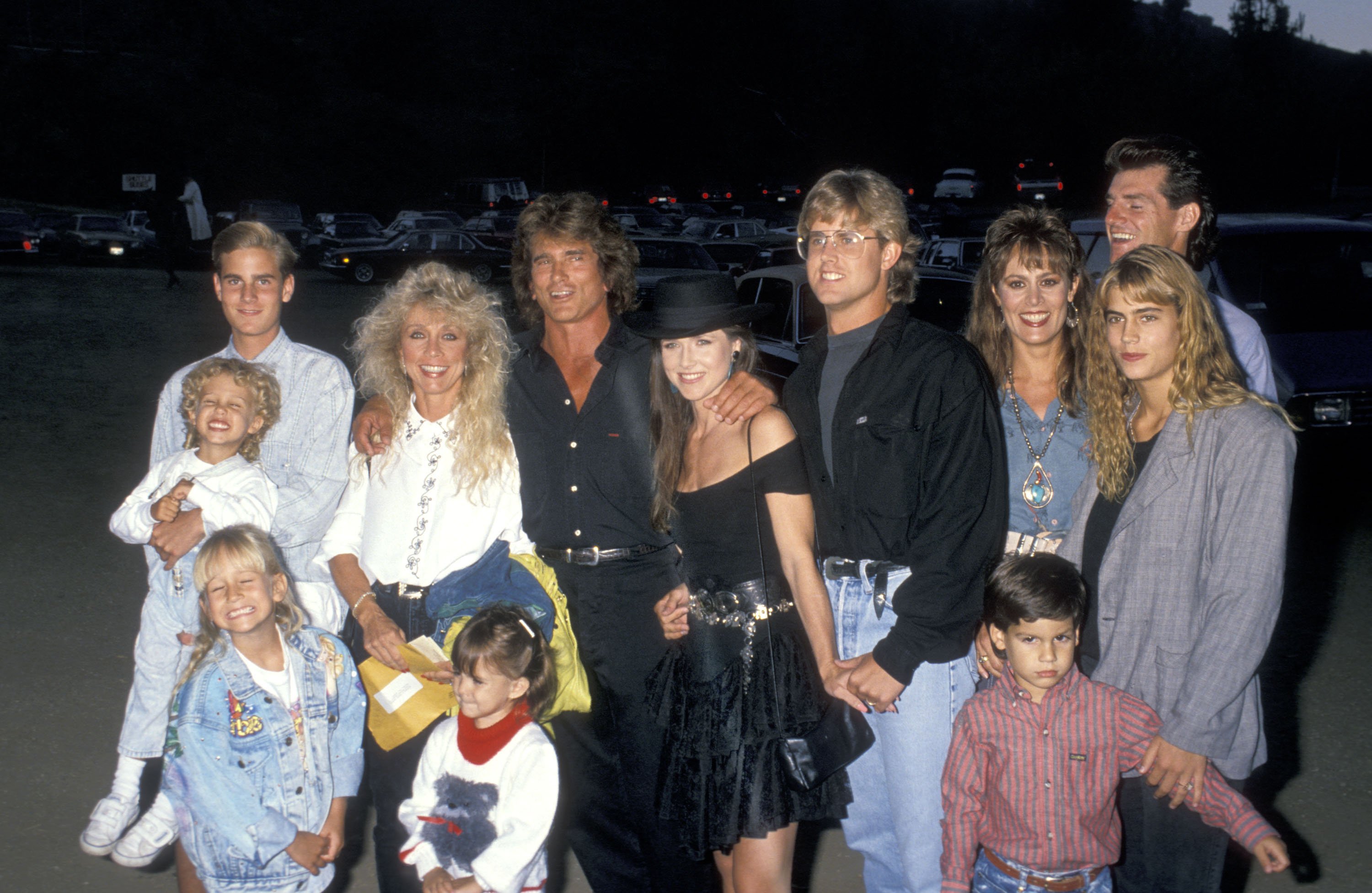 Michael Landon poses with his wife, Cindy Landon, and his children.