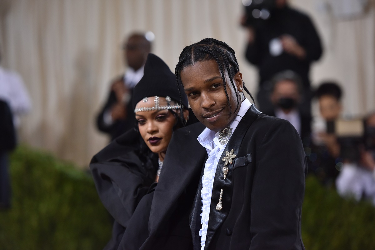 Photo of Rihanna and ASAP Rocky on the carpet at 2021 Costume Institute Benefit