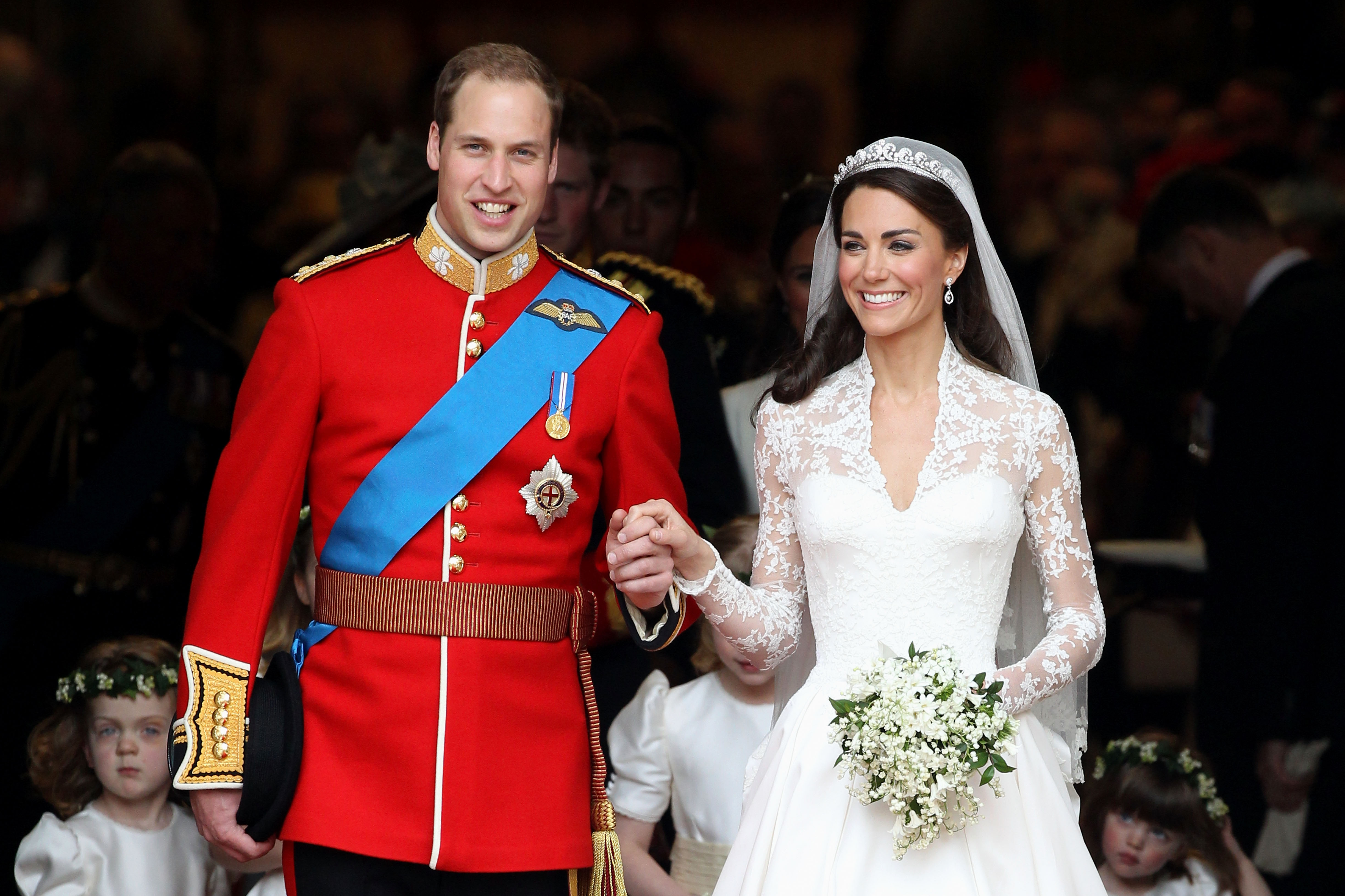 Prince William and Kate Middleton leaving Westminster Abbey on their wedding day