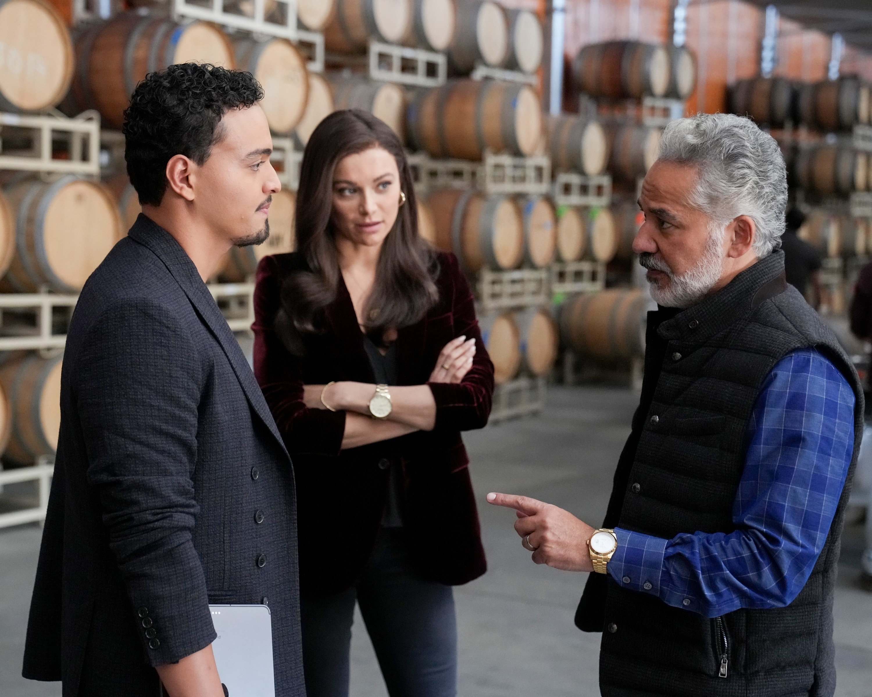 'Promised Land' on ABC cast members Tonatiuh, Christina Ochoa and John Ortiz talking as Antonio, Veronica, and Joe Sandoval