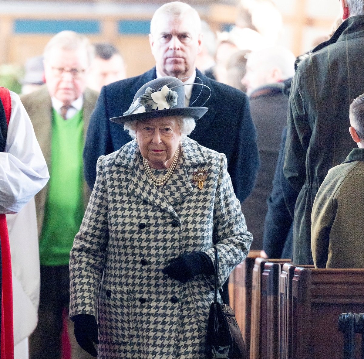 Queen Elizabeth II and Prince Andrew attend church together