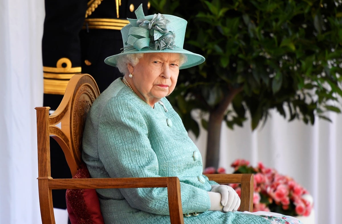 Queen Elizabeth II attends a ceremony to mark her official birthday at Windsor Castle