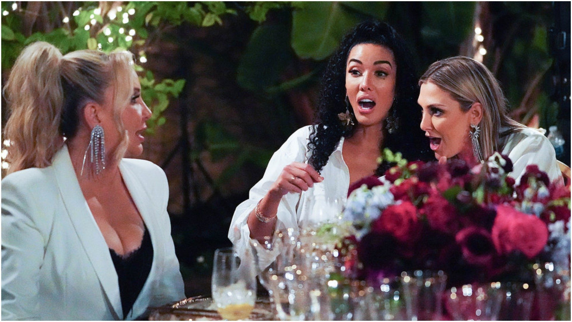 Shannon Storms Beador, Noella Bergener, Gina Kirschenheiter agrue at a diner party on RHOC