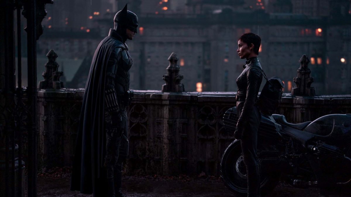 Robert Pattinson as Batman and Zoe Kravitz as Catwoman in 'The Batman'