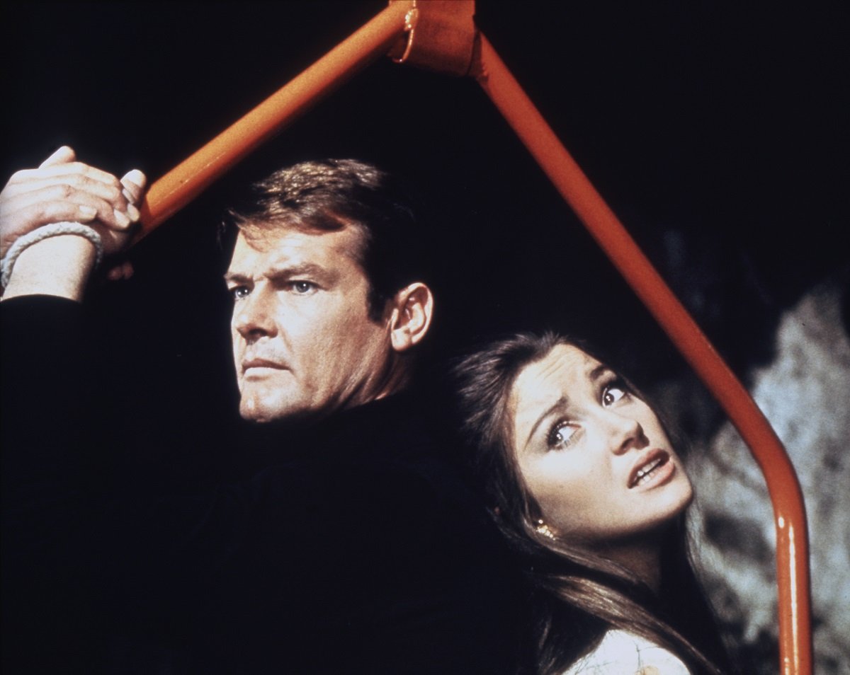 Roger Moore and Jane Seymour on the set of 'Live and Let Die'