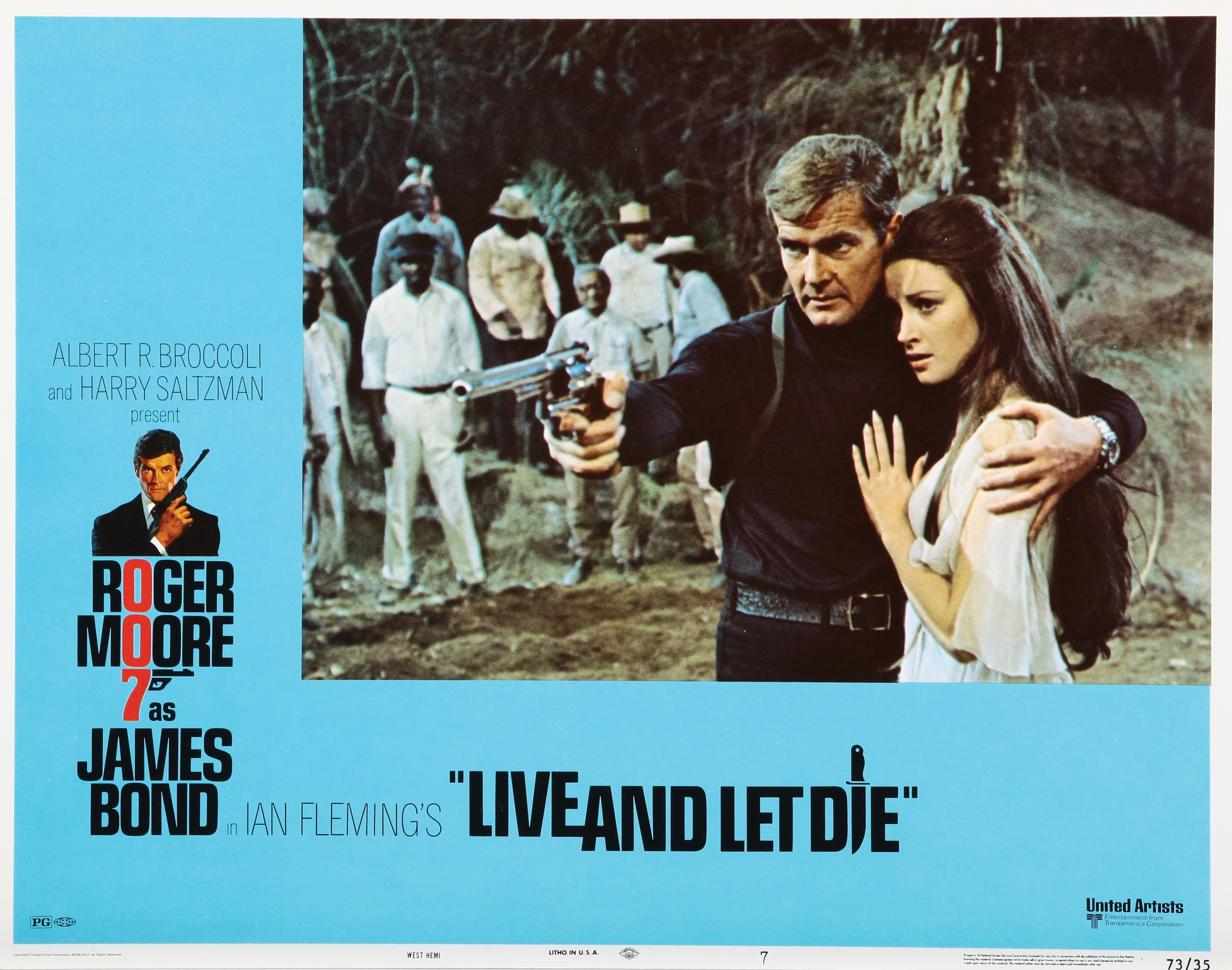 Roger Moore and Jane Seymour pictured on 'Live And Let Die' movie poster