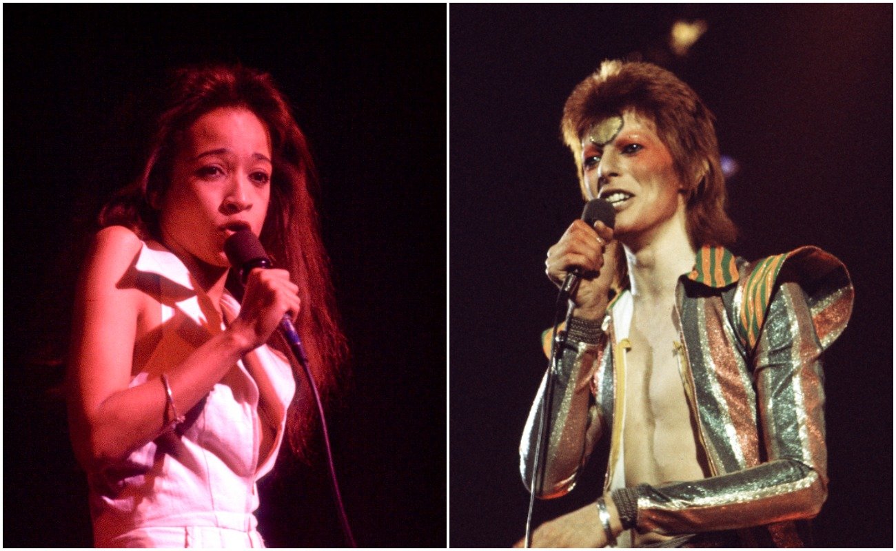 Ronnie Spector performing at the Auditorium Theater, Chicago, Illinois, 1977, and David Bowie performing in London, 1973.