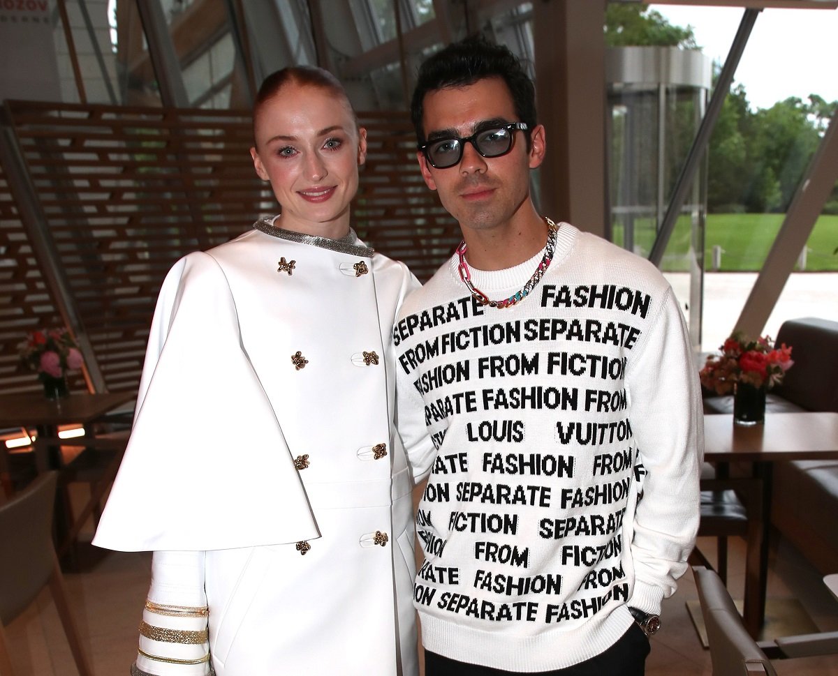 Sophie Turner and Joe Jonas pose for a photo at the Louis Vuitton Parfum hosts dinner 
