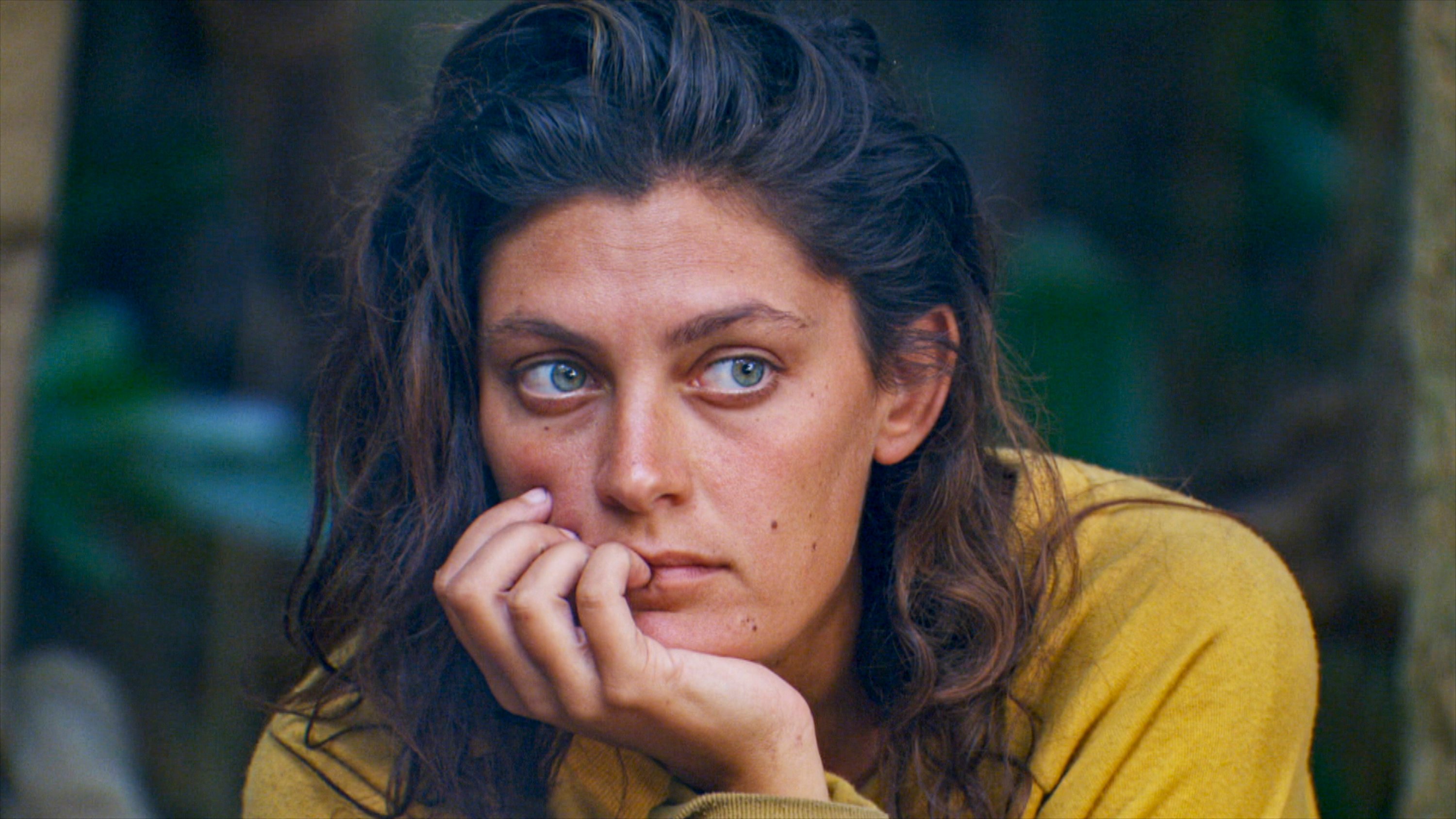 Michele Fitzgerald sitting with hand on face during the three-hour season finale episode of 'Survivor: Winners at War'