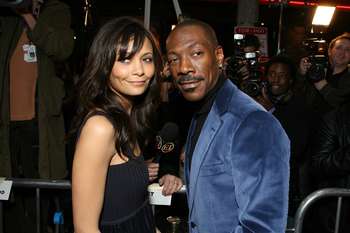 Eddie Murphy smiling with Thandie Newton.