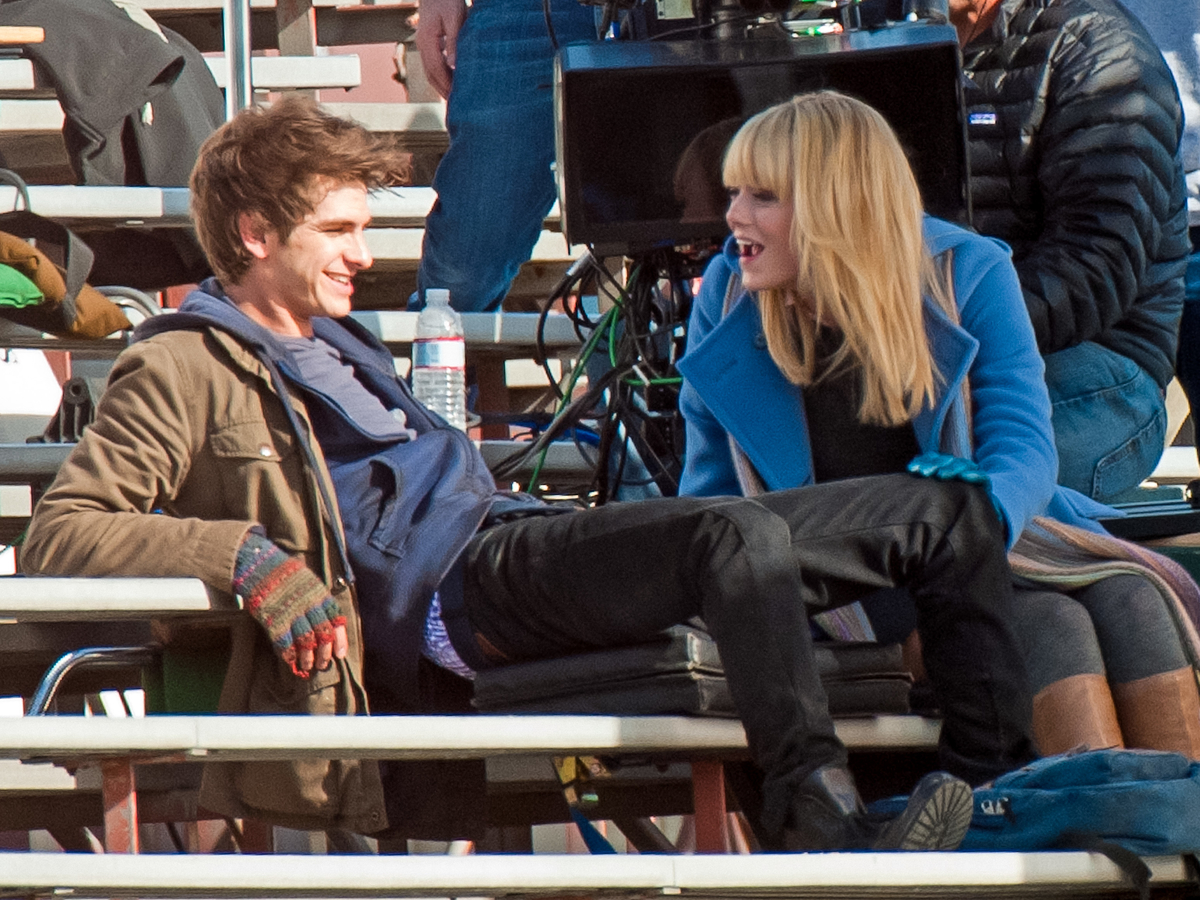 Andrew Garfield and Emma Stone on 'The Amazing Spider-Man' set. Marc Webb cast Andrew Garfield after a scene of him eating a cheeseburger