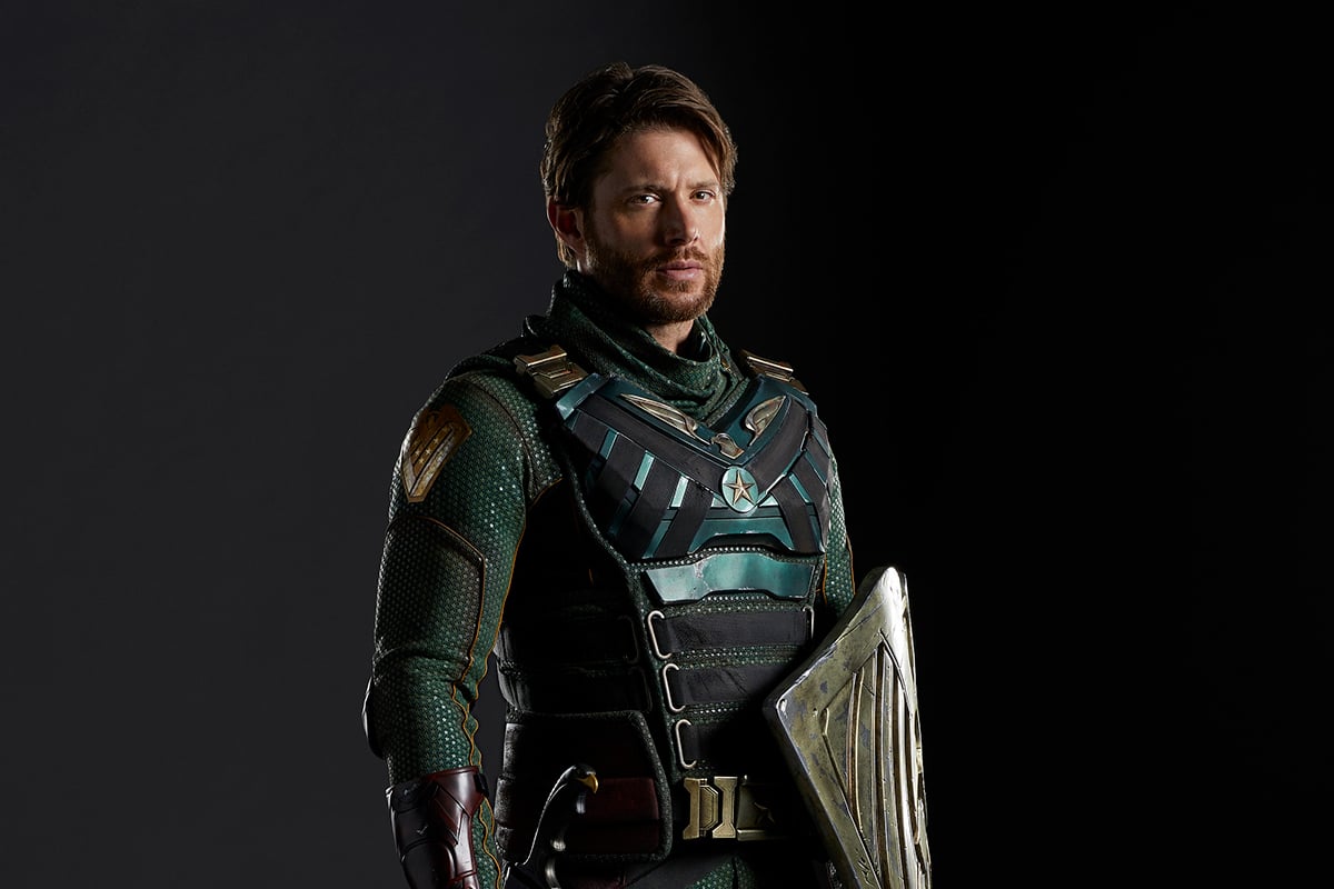 'The Boys' Season 3: A bearded Soldier Boy (Jensen Ackles) holds his shield