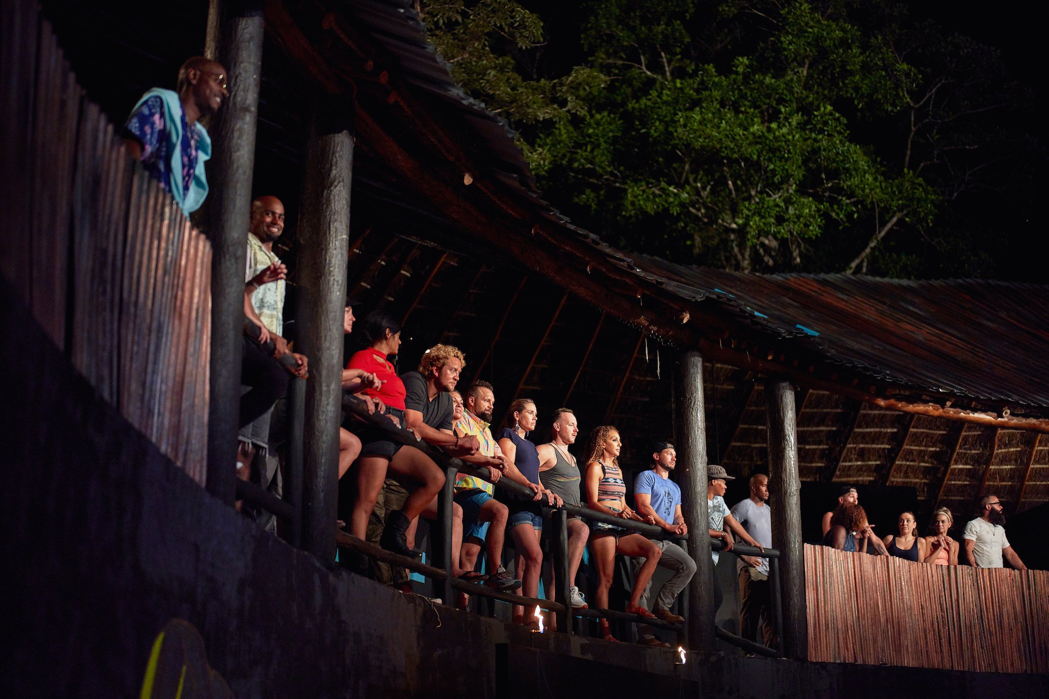 'The Challenge: All Stars' Season 2 cast in a semi-circle during an elimination