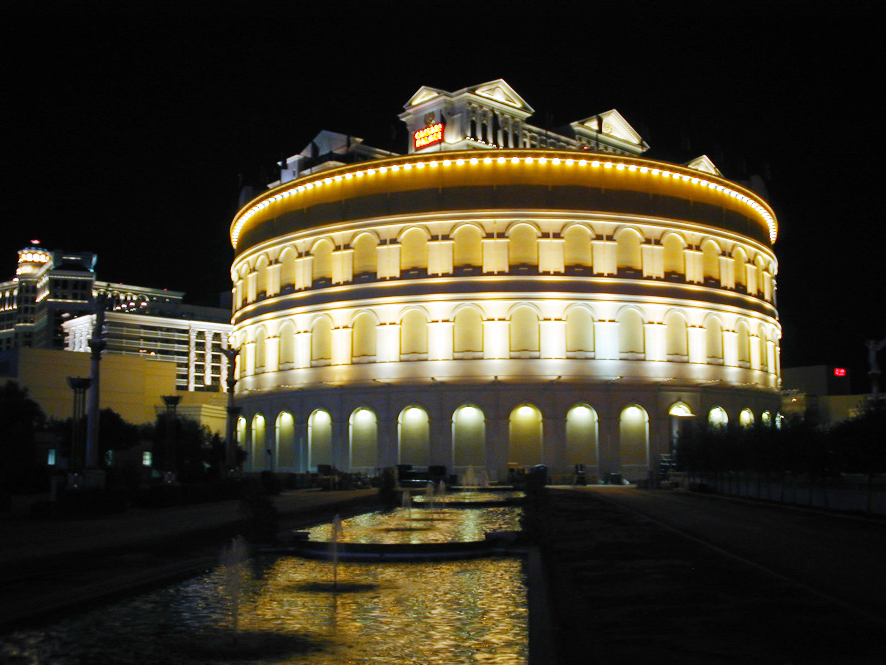 The Colosseum at Caesars Palace lit up