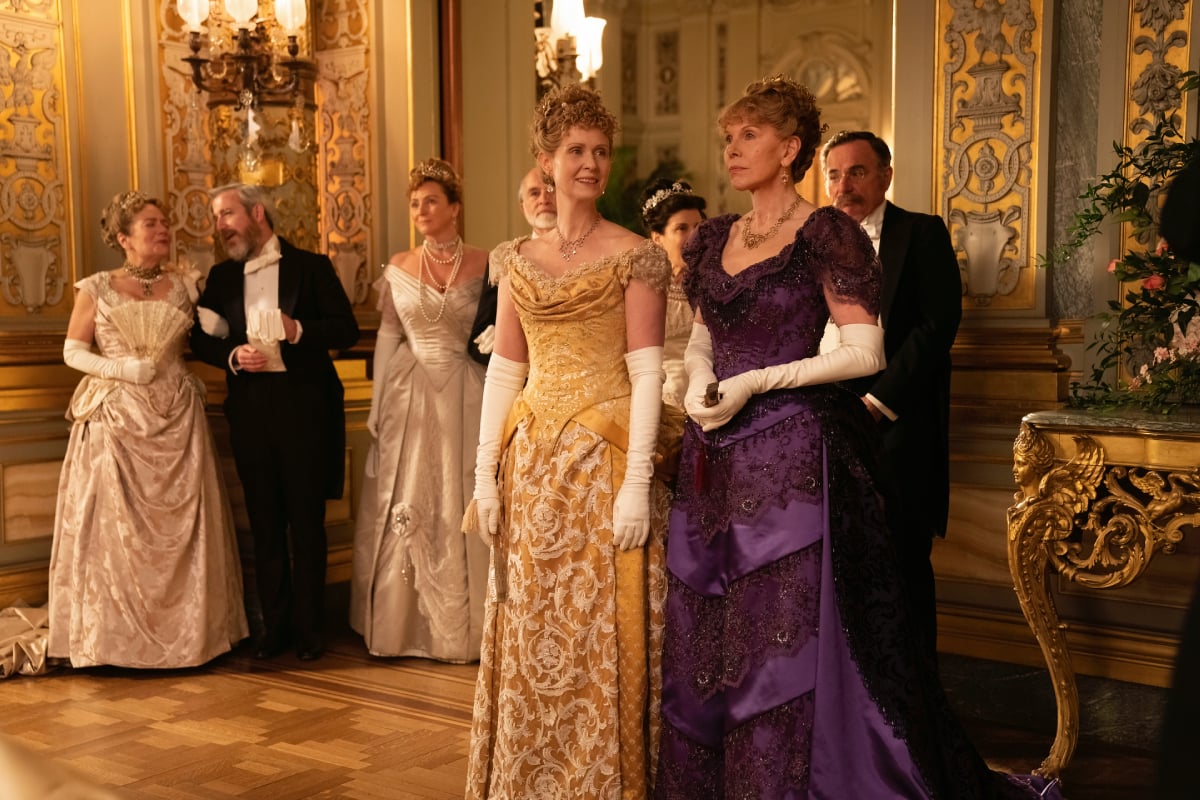 The Gilded Age stars Cynthia Nixon and Christine Baranski in costume in an image from the show