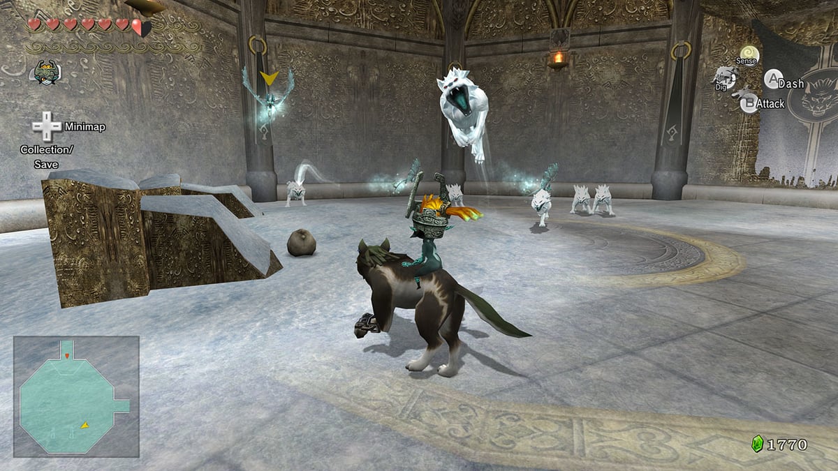 Wolf Link and Midna fighting White Wolfos in 'The Legend of Zelda: Twilight Princess HD'