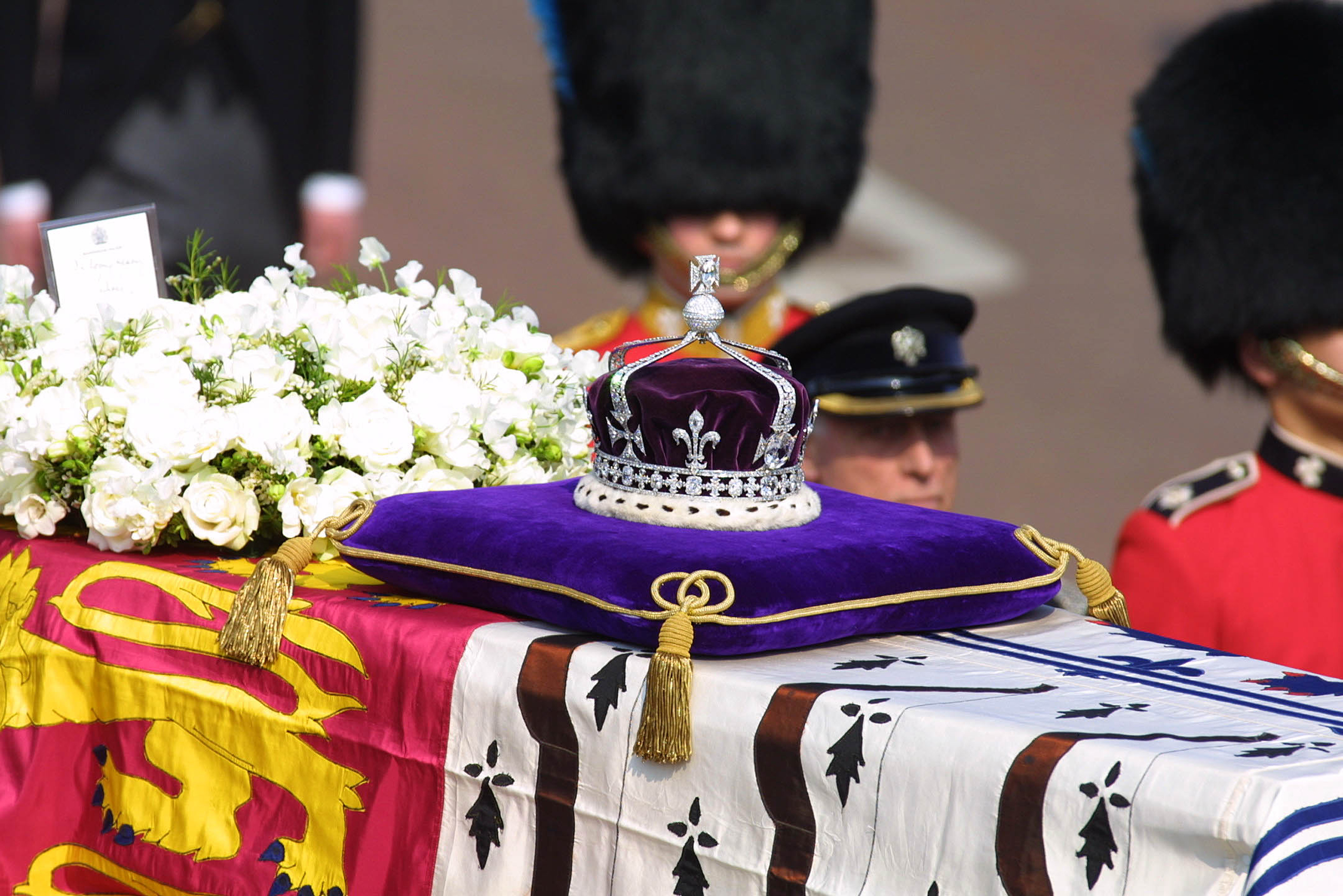 The coffin carrying the body of the Queen Mother