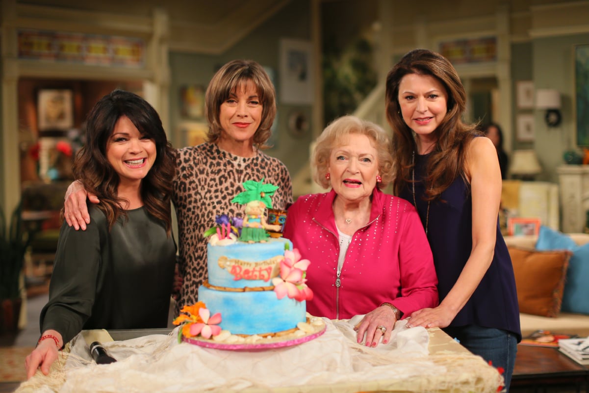 The cast of TV Land's 'Hot in Cleveland,' from left to right: Valerie Bertinelli, Wendie Malick, Betty White, and Jane Leeves in 2015.