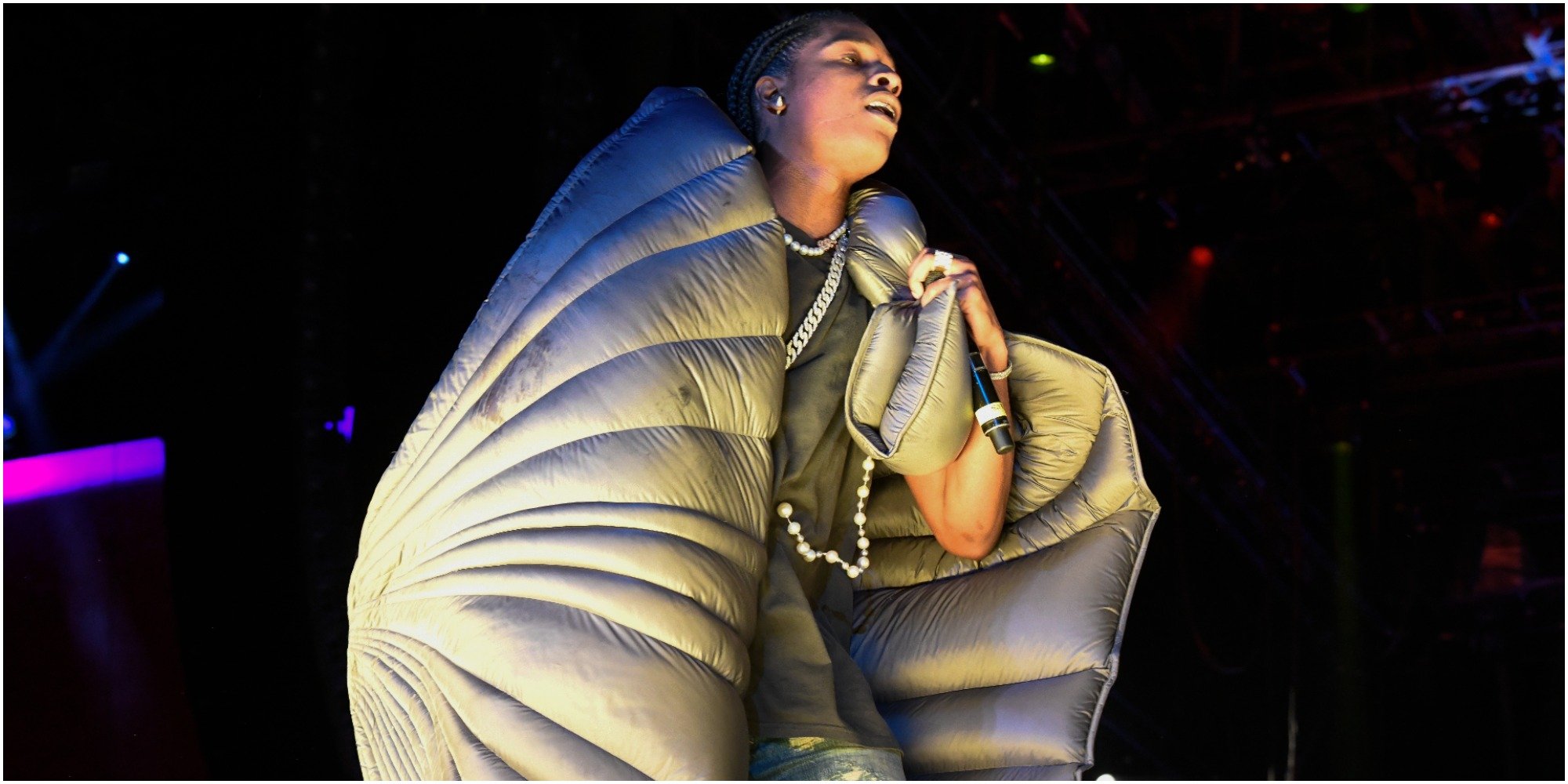 ASAP Rocky performs as a guest of 50 Cent during Rolling Loud New York 2021 at Citi Field on October 28, 2021 in New York City.