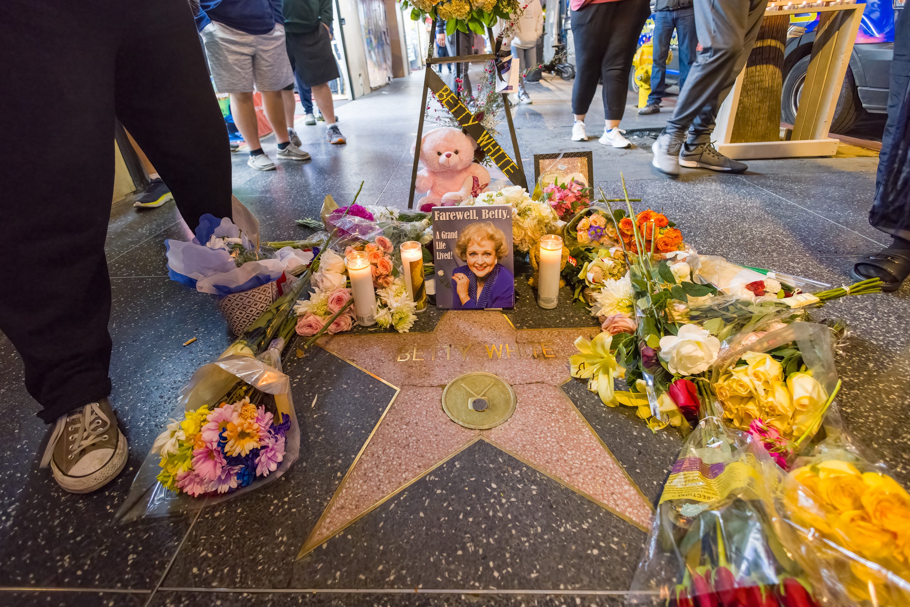 Following Betty White's death, fans flocked to her star on the Hollywood Walk of Fame to set up a memorial