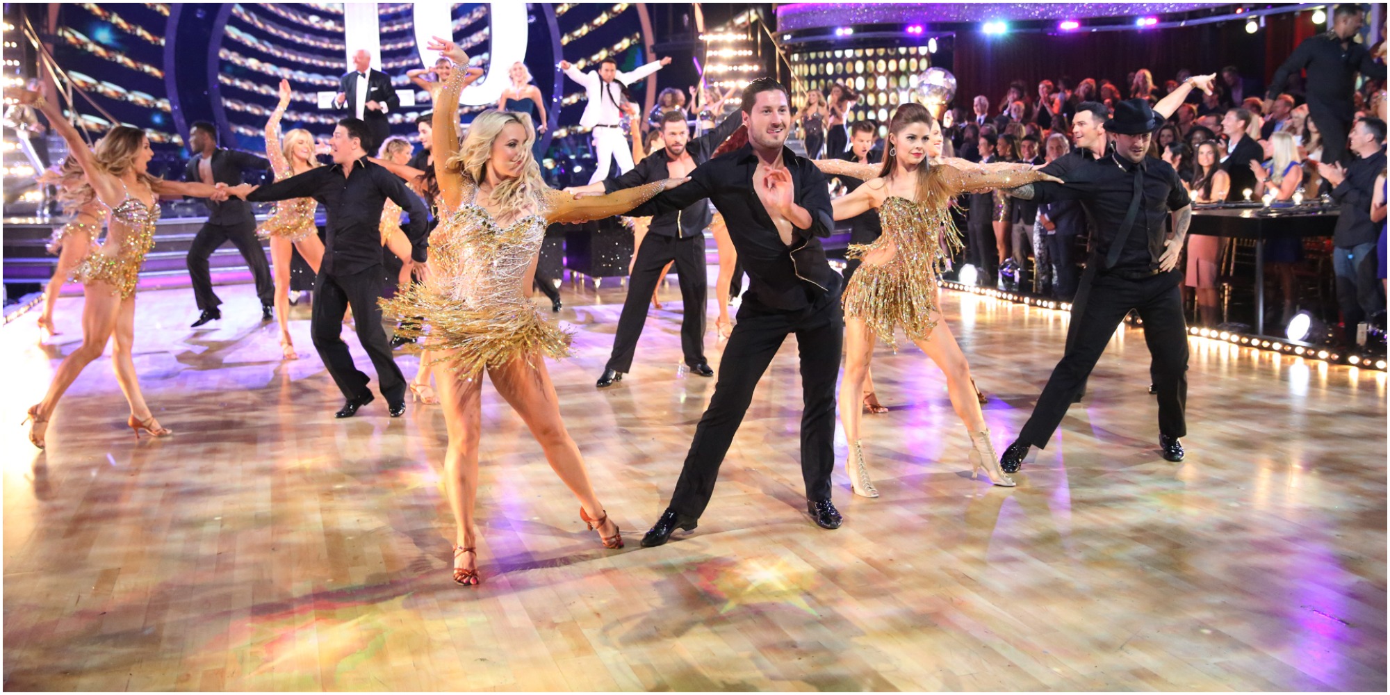 The pros of Dancing with the Stars during the 10th anniversary show.
