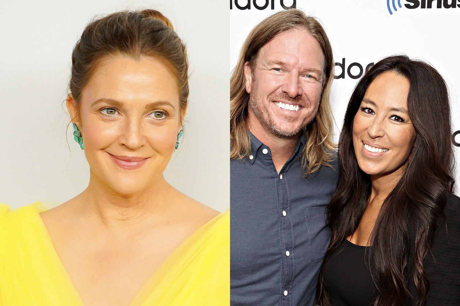 Drew Barrymore, Chip and Joanna Gaines smiling