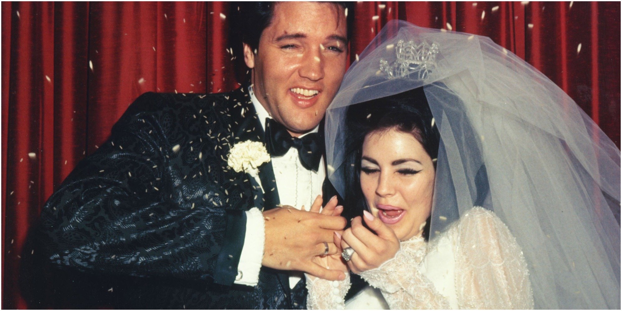 Elvis and Priscilla Presley on their 1967 wedding day.