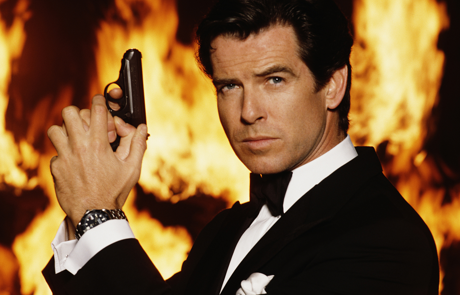 Pierce Brosnan as James Bond in the 1995 film poster for GoldenEye.